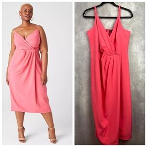 Lane Braynt Sleeveless Pleated-Front Hot‎ Pink  Women's Midi Dress Size 16